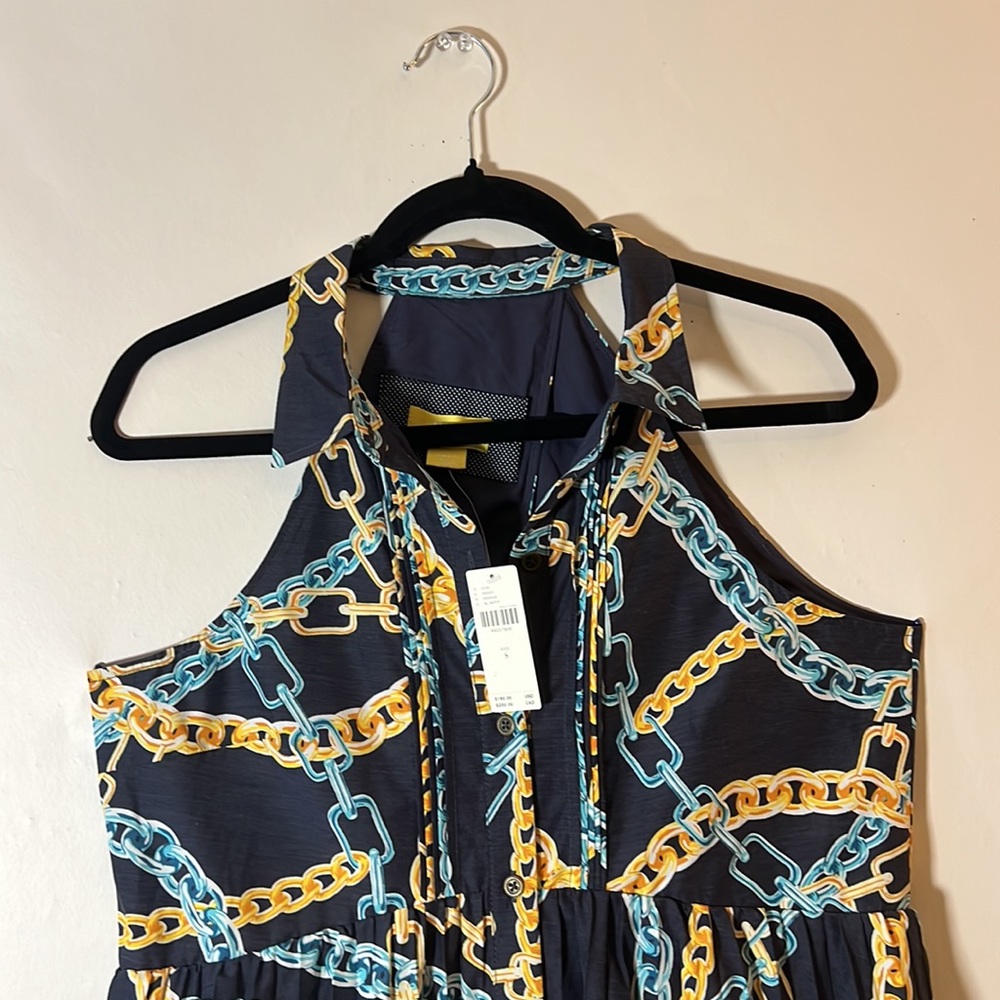 Maeve Elegant Chains Pleated Midi Shirt Dress - Picture 15 of 16